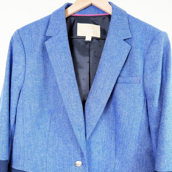 Banana Republic Hack Jacket Blue and Navy Women's Wool Blend Blazer Size 14 - Picture 3 of 11